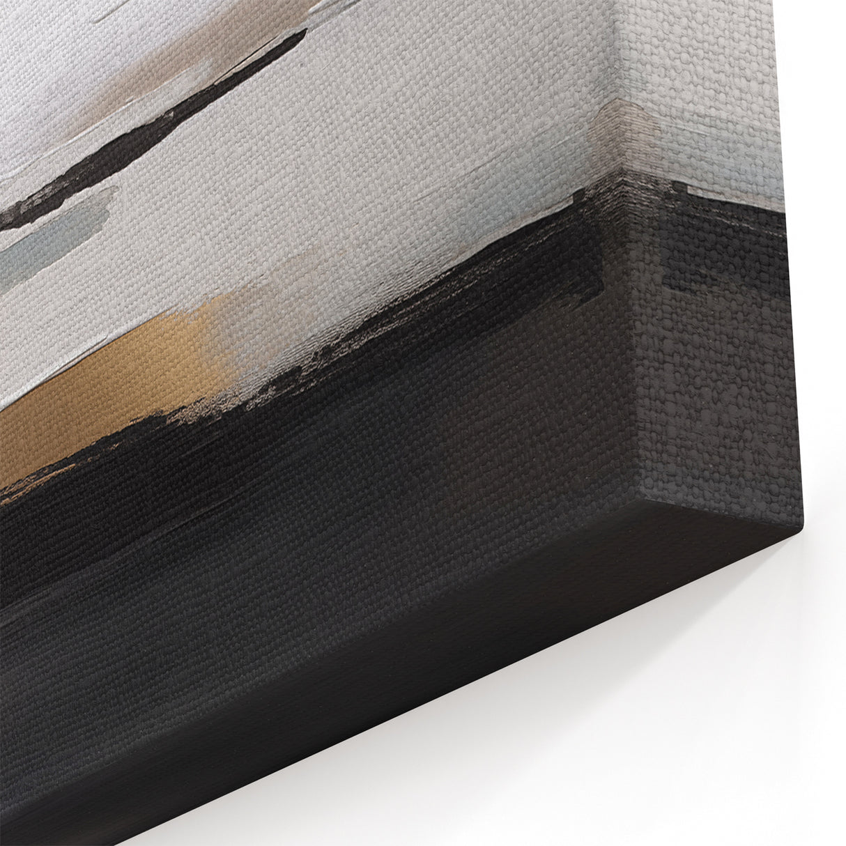 Abstract Brush Strokes - Black, White, and Gold Modern Canvas Art