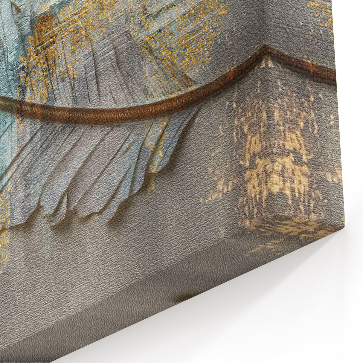 Elegant Teal and Gold Feather Abstract Art - Modern Canvas