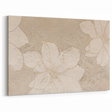 Textured Beige Floral Abstract Art - Modern Minimalist Canvas