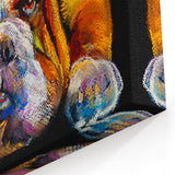 Colorful Bulldog Abstract Art - Contemporary Floral Canvas Design