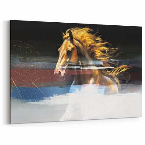 Dynamic Horse Abstract Strokes and Lines Art with Golden Hues