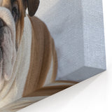 Adorable Bulldog in Snow - Winter Wonderland Canvas Art