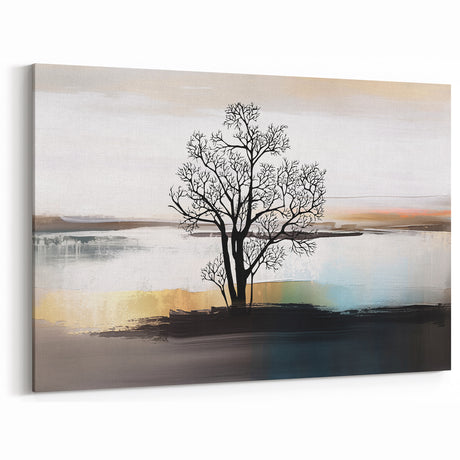 Contemporary Abstract Tree Art with Subtle Strokes and Lines