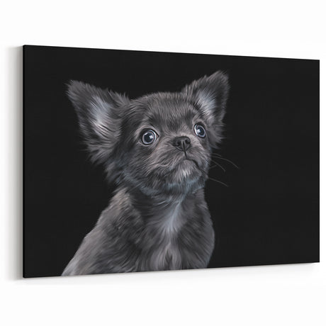 Cute Bulldog Puppy Art - Black and White Modern Canvas Decor