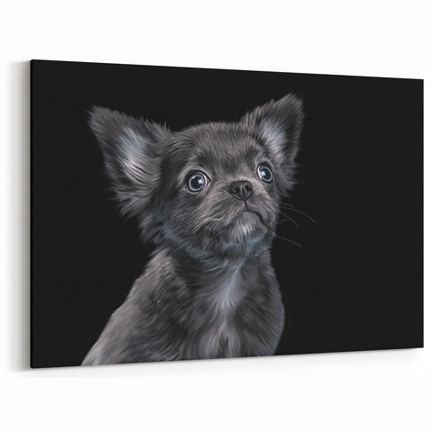 Cute Bulldog Puppy Art - Black and White Modern Canvas Decor
