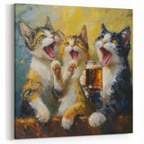 Playful Cats with Beer Wall Art - Fun Cat Canvas for Lighthearted Decor