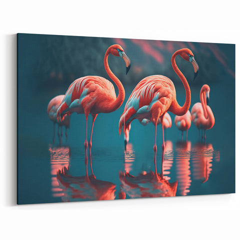 Vibrant Flamingo Wall Art - Tropical Flamingo Canvas Print for Home Decor