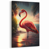 Sunset Flamingo Wall Art - Tropical Flamingo Canvas Print for Home Decor