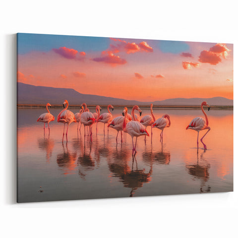 Sunset Flamingo Wall Art - Flamingo Canvas Print for Serene Decor