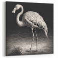 Black and White Flamingo Wall Art - Monochrome Flamingo Canvas Print