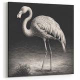 Black and White Flamingo Wall Art - Monochrome Flamingo Canvas Print