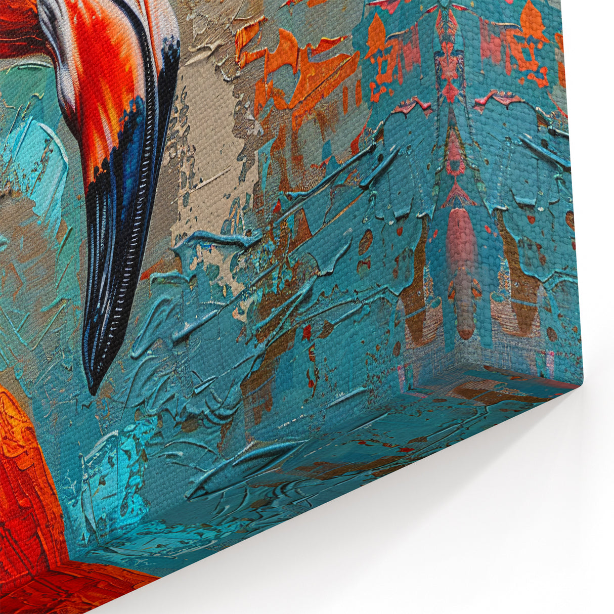 Textured Flamingo Wall Art - Bold Flamingo Canvas Print for Artistic Decor