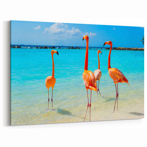 Tropical Flamingo Wall Art - Vibrant Flamingo Canvas Print for Coastal Decor
