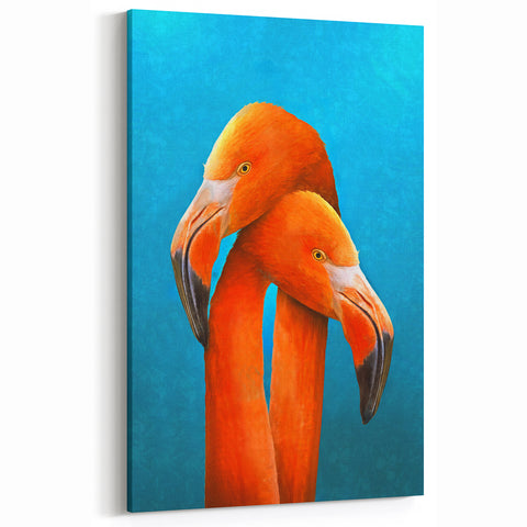 Vibrant Flamingo Duo Wall Art - Bold Flamingo Canvas Print for Modern Decor