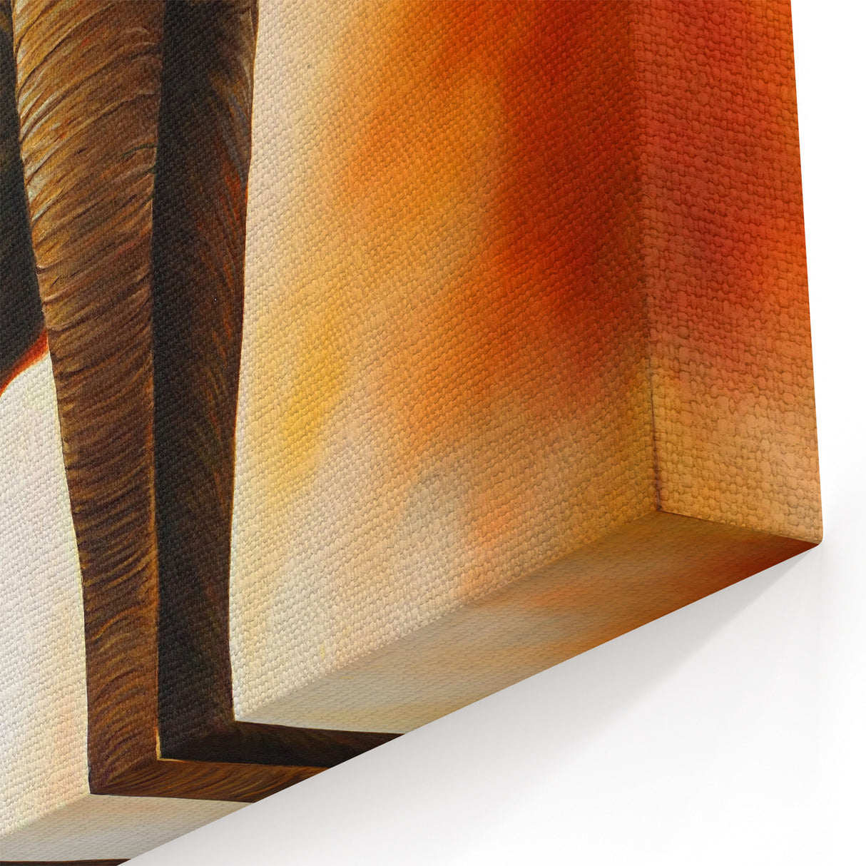 Elephant Wall Art - Mother and Calf Canvas with African Sunset Print