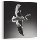 Majestic Black & White Flamingo in Flight - Modern Flamingo Wall Decor