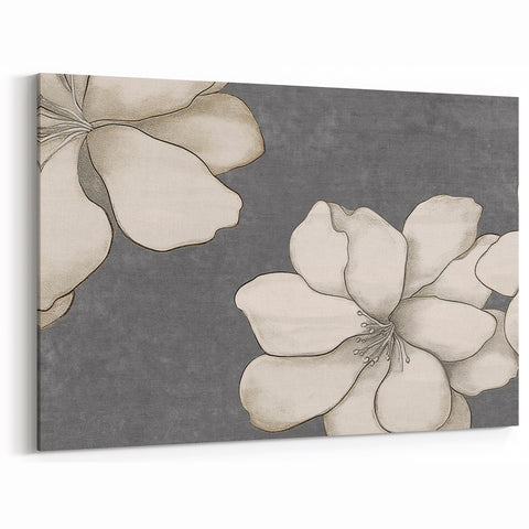 Elegant Floral Strokes and Lines Abstract Art Canvas