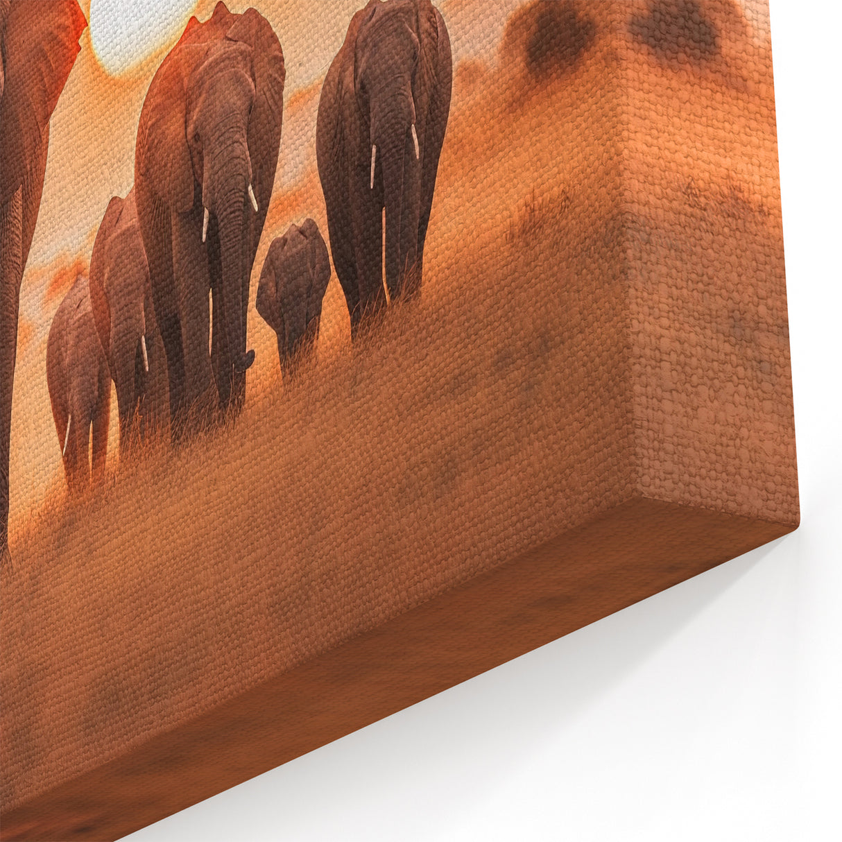 Elephant Herd at Sunset - Majestic Safari Canvas Print