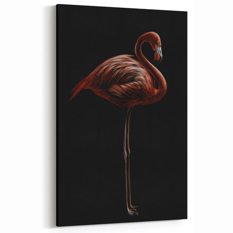 Elegant Dark Flamingo Silhouette - Minimalist Flamingo Wall Art