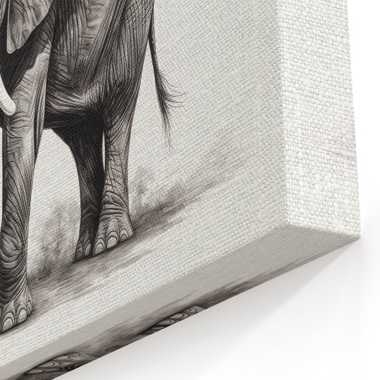 Detailed Elephant Sketch Art - Elegant Black and White Print
