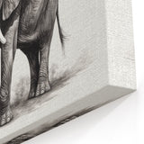 Detailed Elephant Sketch Art - Elegant Black and White Print