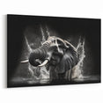 Powerful Elephant Splash - Dynamic Black and White Canvas Art