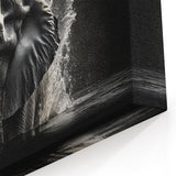 Powerful Elephant Splash - Dynamic Black and White Canvas Art