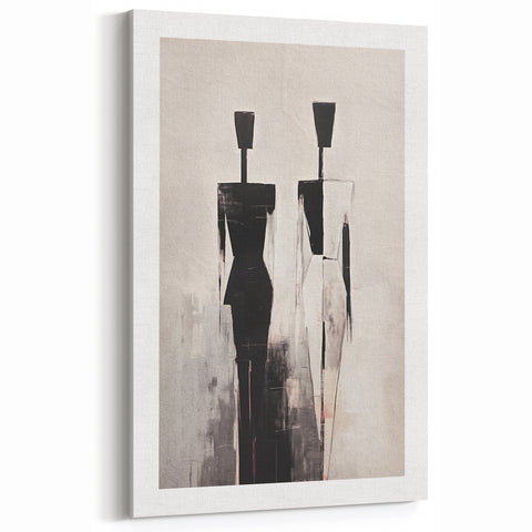 Modern Monochrome Abstract Figurative Art - Stylish Canvas Decor