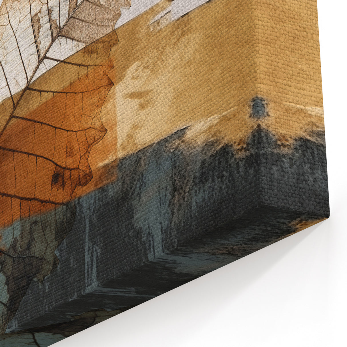 Earthy Leaves and Abstract Strokes Art Canvas
