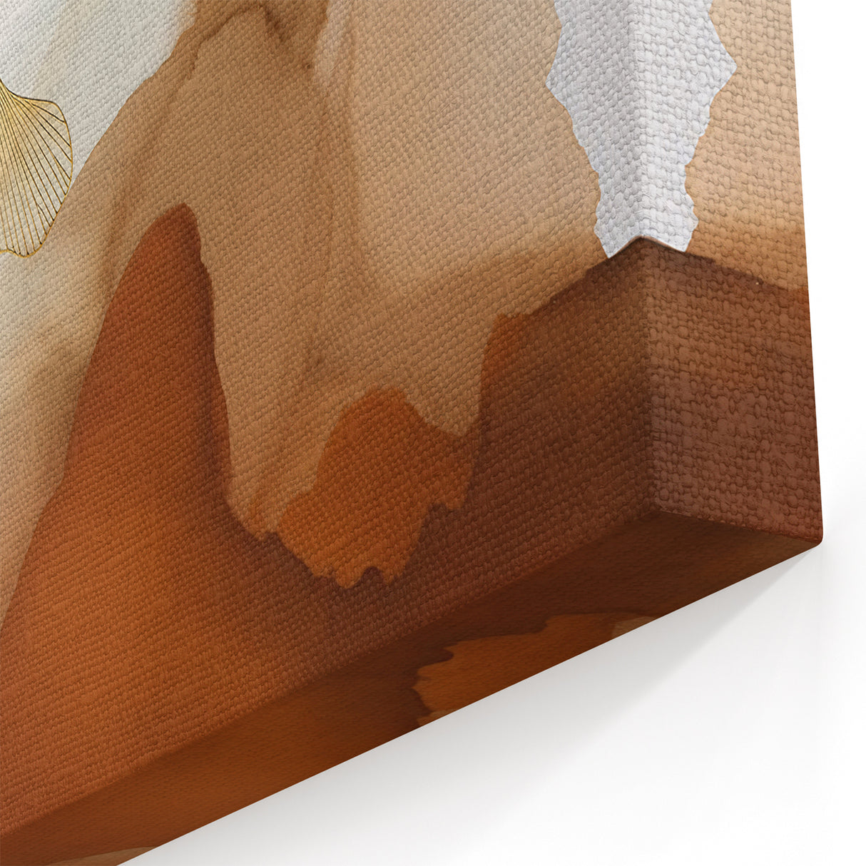 Golden Leaves and Abstract Strokes Art Canvas