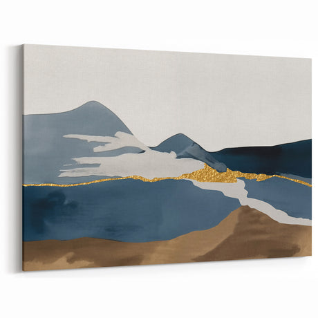 Golden Ridge and Abstract Strokes Art Canvas