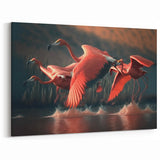Dynamic Flight - Vibrant Flamingos in Motion Wall Art