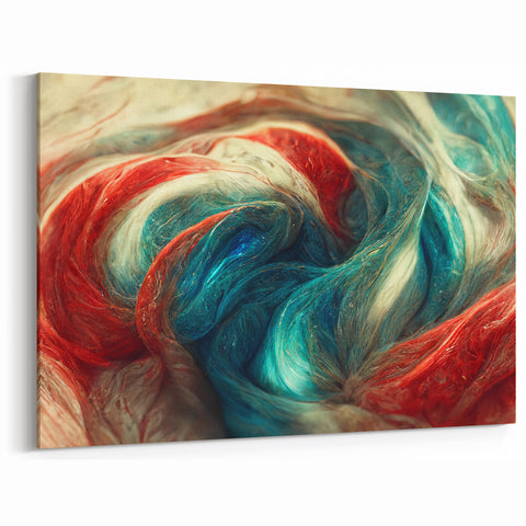 Vibrant Red and Blue Abstract Line Art Canvas - Dynamic Geometric Design