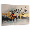 Butterfly Elegance and Abstract Gold Strokes Art Canvas