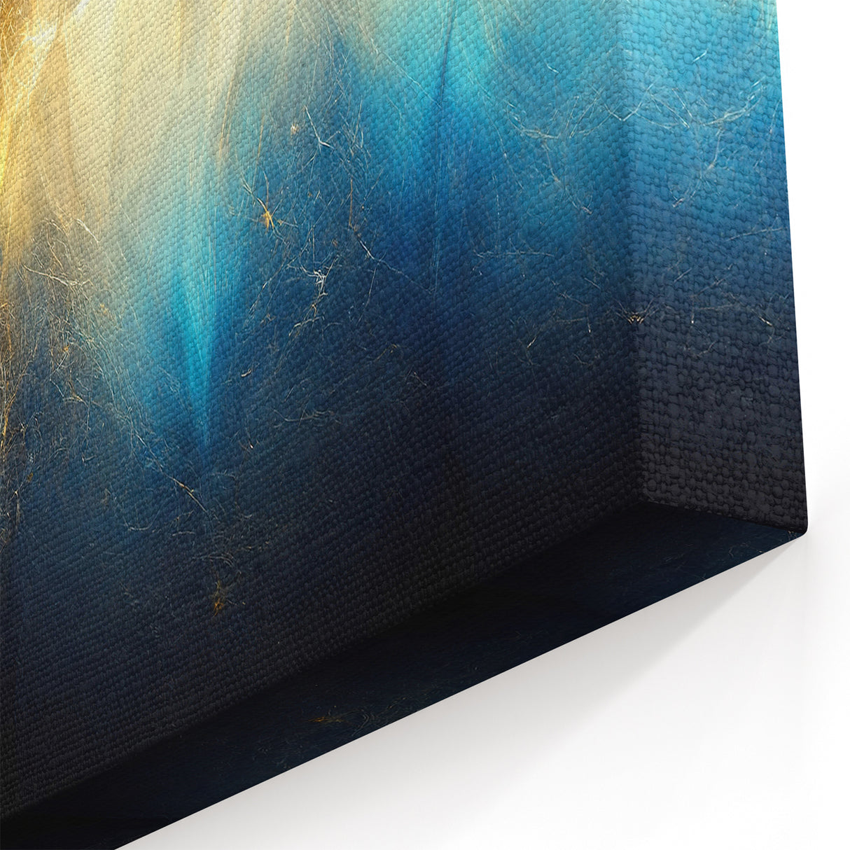 Golden Light and Blue Abstract Line Art Canvas - Radiant Geometric Design