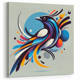 Abstract Garden Birds Wall Art - Modern Songbird Canvas Print Decor