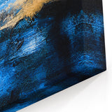 Deep Blue and Gold Abstract Line Art Canvas - Contemporary Geometric Design