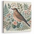Botanical Garden Birds Wall Art - Songbird and Floral Canvas Decor