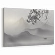 Serene Mountain Landscape with Abstract Lines Art