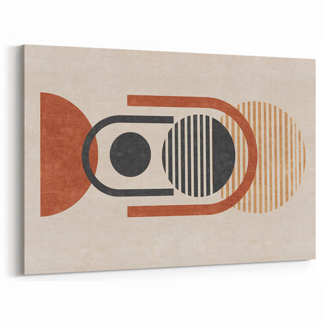 Geometric Shapes Abstract Art - Modern Red and Black Line Canvas Print