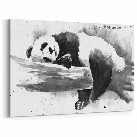 Panda Bear Art - Panda Canvas Prints - Resting Giant Panda Illustration