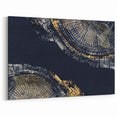 Elegant Leaf Rings Abstract Art - Modern Navy Blue and Gold Canvas Print