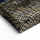 Elegant Leaf Rings Abstract Art - Modern Navy Blue and Gold Canvas Print