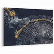 Elegant Abstract Rings Art - Modern Navy Blue and Gold Canvas Print