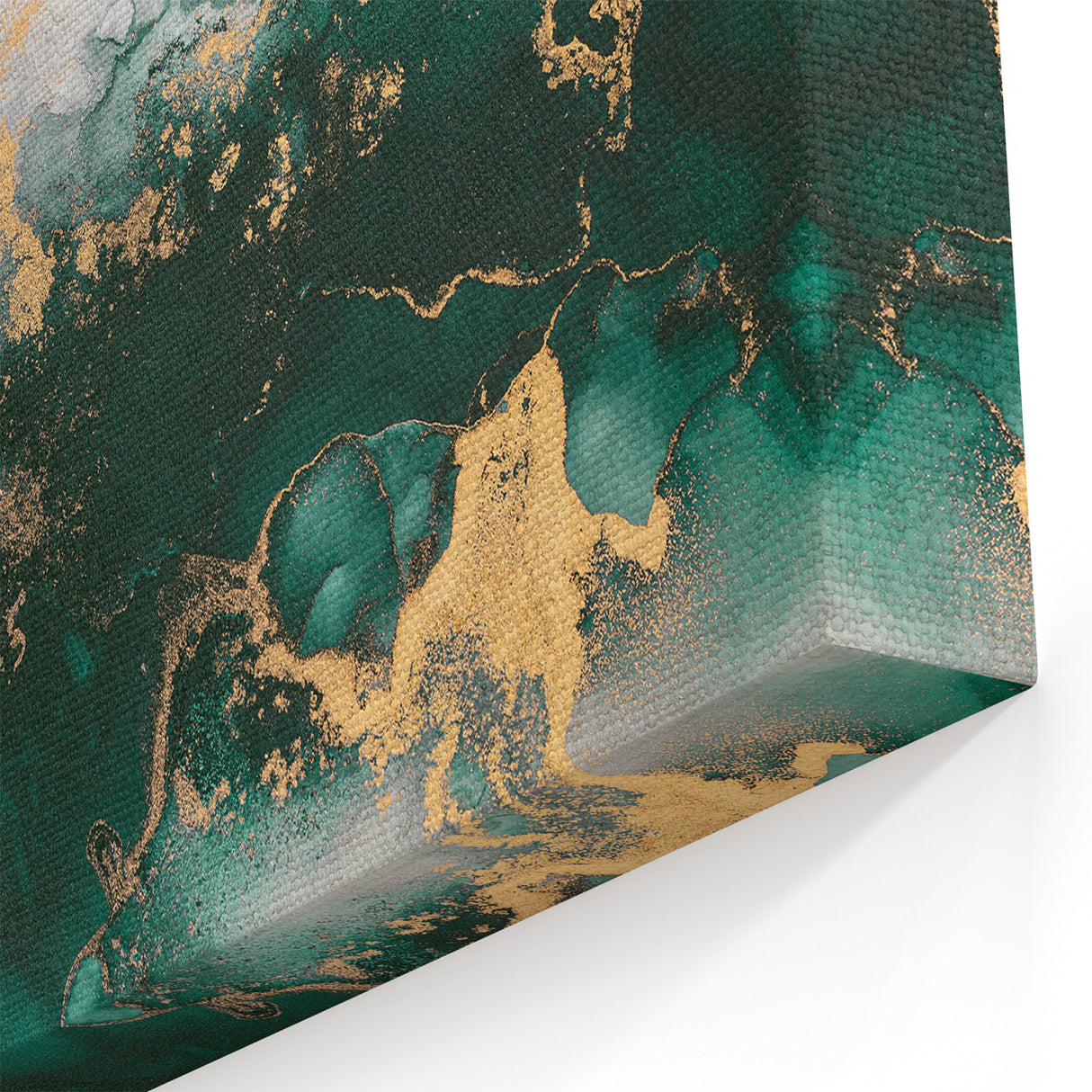 Luxurious Abstract Line Art | Gold and Green Strokes Canvas