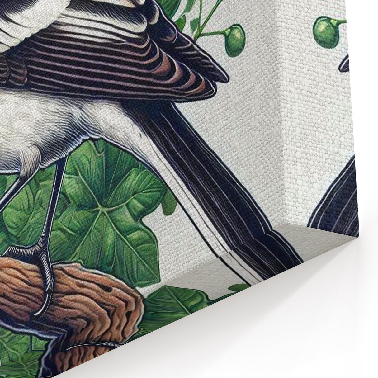 Monochrome Garden Birds Wall Art - Black and White Bird Canvas Decor