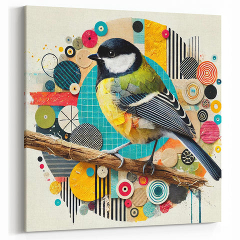 Vibrant Garden Birds Wall Art - Mixed Media Bird Canvas Decor