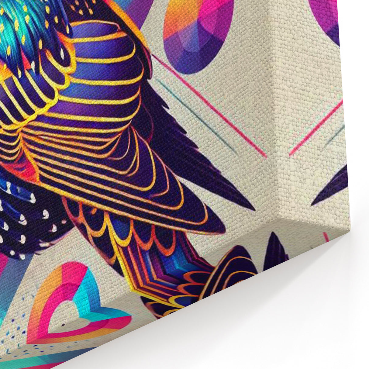 Futuristic Garden Birds Wall Art - Vibrant Starling Canvas Decor