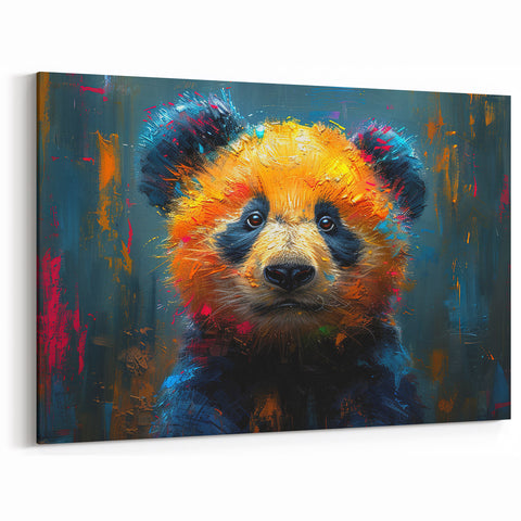 Vivid Color Splash Panda Canvas Print - Panda Bear Art