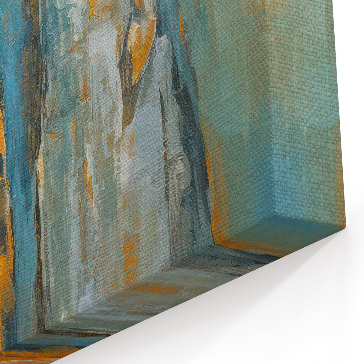 Abstract Figures in Blue and Gold | Modern Figurative Wall Art Canvas
